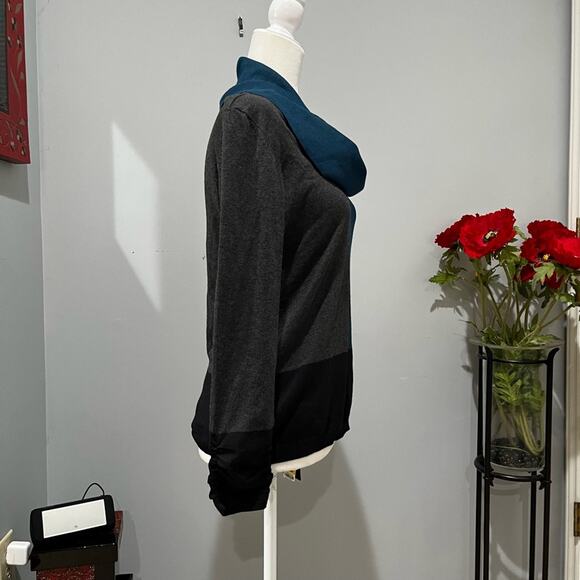 NEW Alfani Colorblock Cowl Neck Ruched Layering Tri-Tone Relaxed Sweater M NWT - Picture 8 of 14